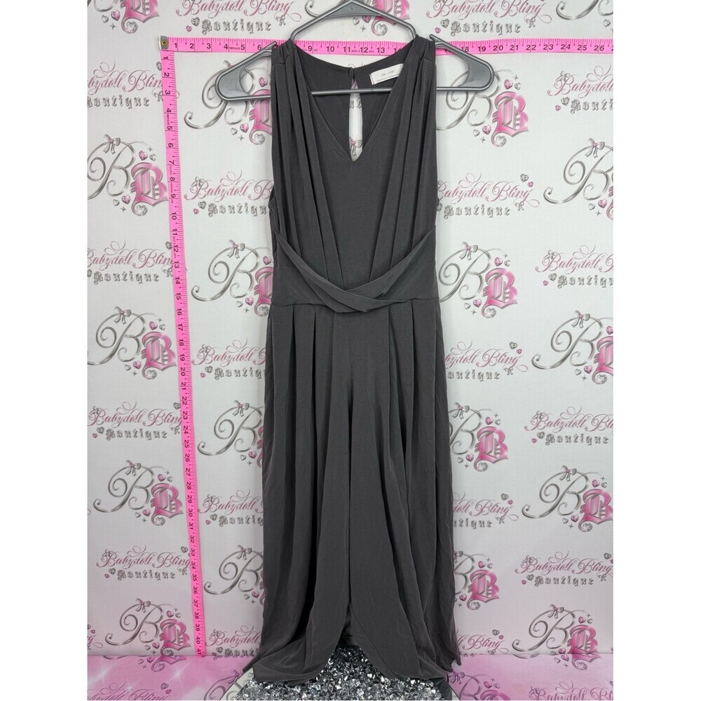 OAK + FORT jumpsuit pants Charcoal Gray Sleeveless V-Neck Jumpsuit